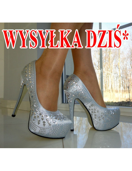 SZPILKI BUTY WYSOKIE SREBRNE ĆWIEKI DŹETY 