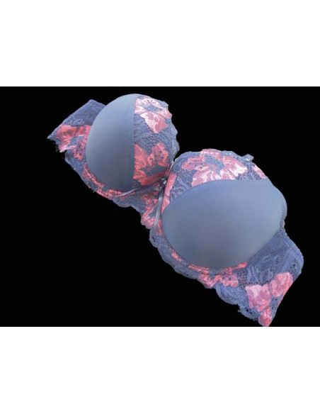 GRAPHITE WITH LACE MODELLING BRA - 2
