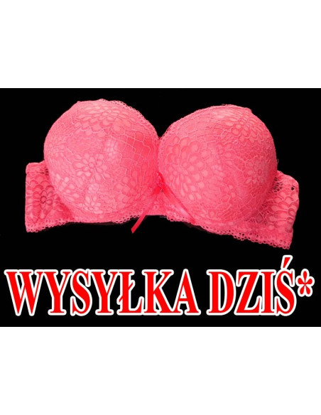 BIUSTONOSZ RÓŻOWY KORONKA 