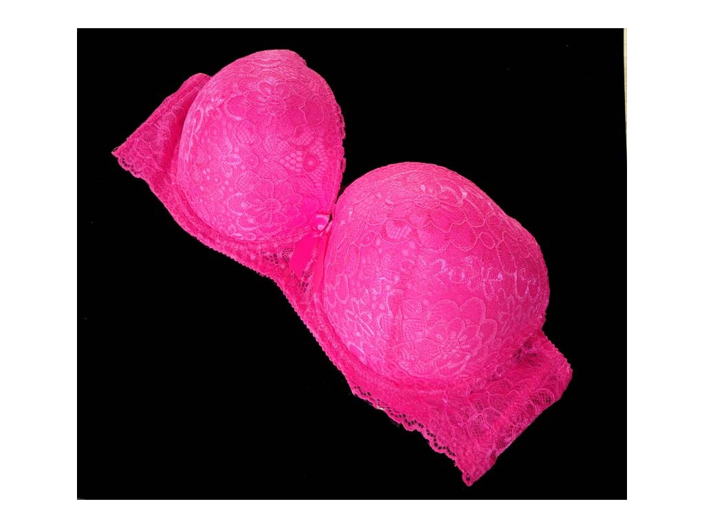 SOUTIEN-GORGE EN DENTELLE ROSE GROSSISSANT - 2