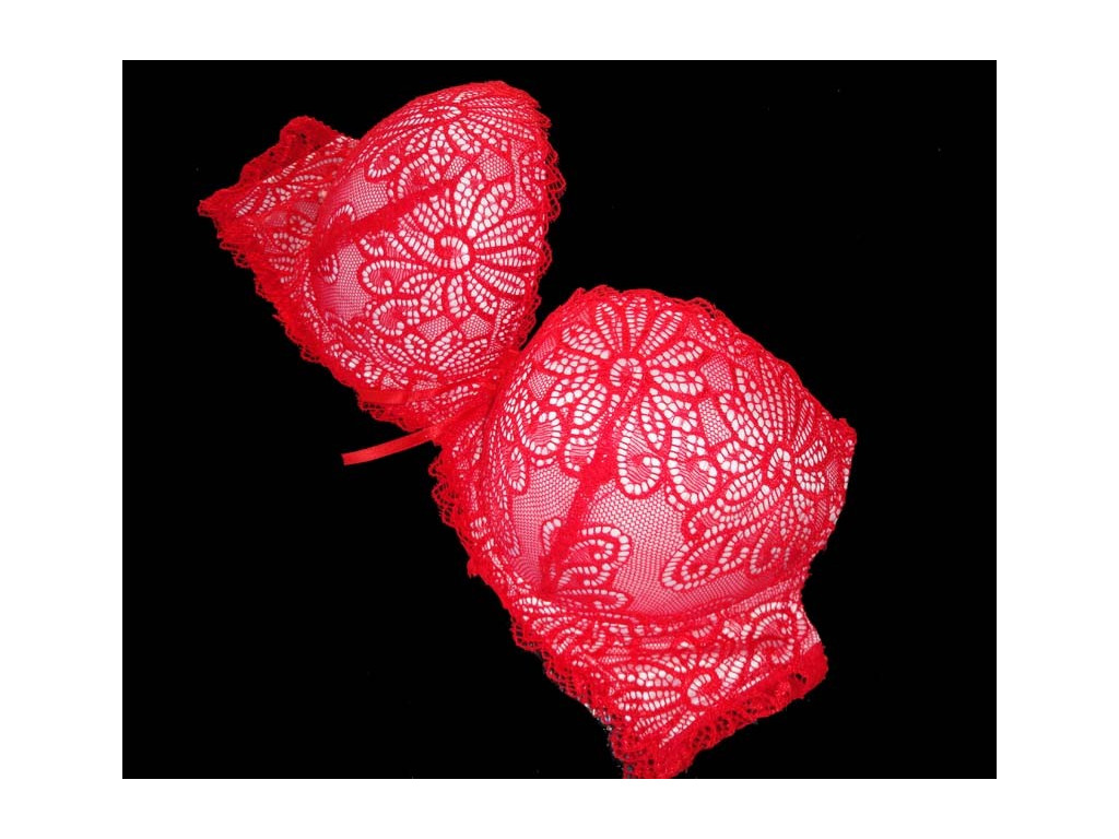 RED LACE BRA MODELLING - 2