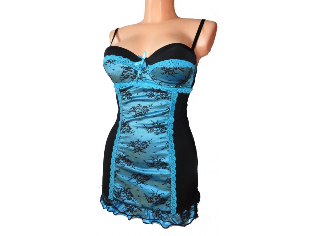 MODEL PUSH-UP NIGHTDRESS BLUE - 1