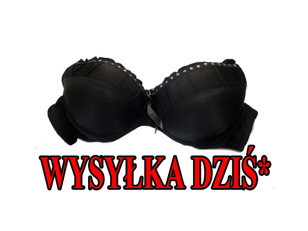 BIUSTONOSZ CZARNY GŁADKI CEKINY