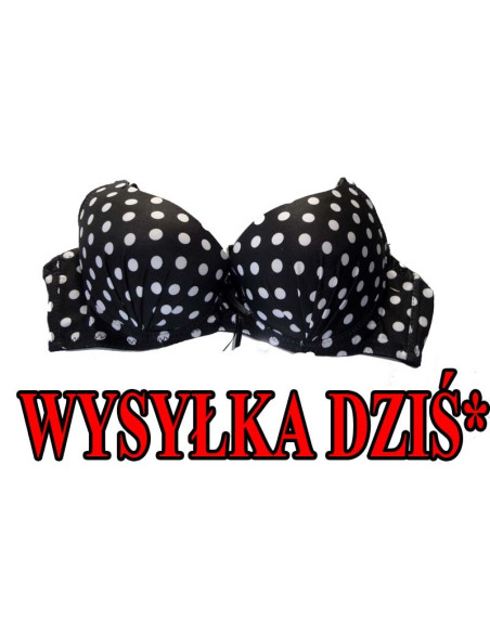 BIUSTONOSZ CZARNY BIAŁE KROPKI