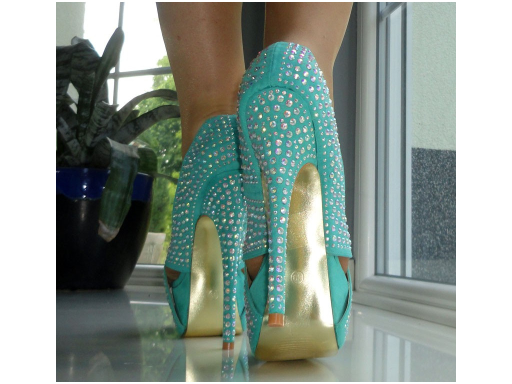 SANDALE CU TOC ÎNALT ZIRCONIA VERDE - 5