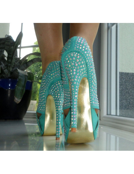 HIGH PINS SANDALS ZIRCONIA GREEN  - 5