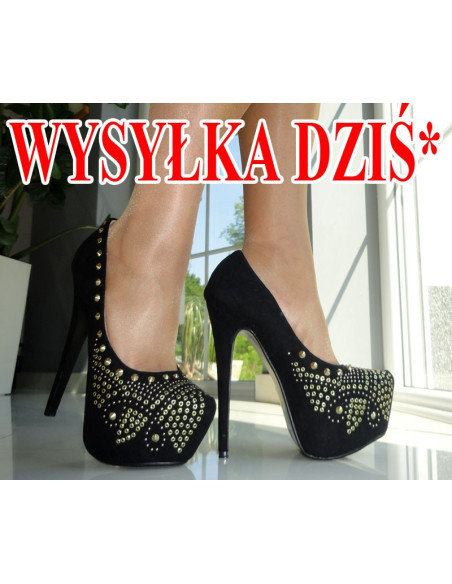 WYSOKIE SZPILKI 16 cm CZARNE PLATFORMA
