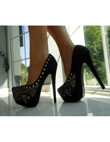 Magas sarok 16 cm-es FEKETE STUDON PLATFORM - 2