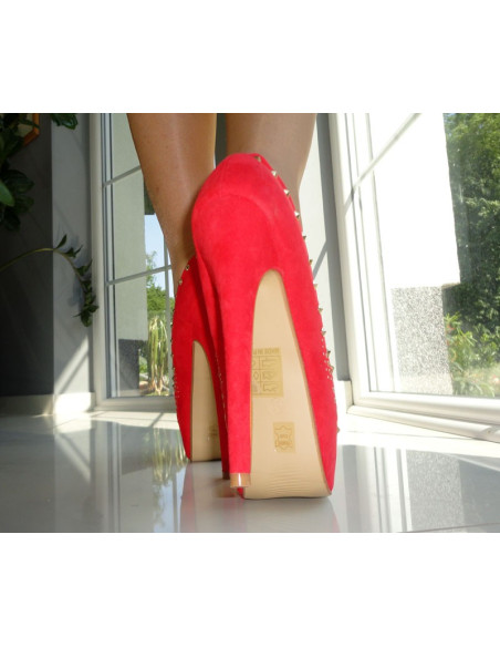 WYSOKIE SZPILKI 16 cm CZERWONE CORAL PLATFORMA