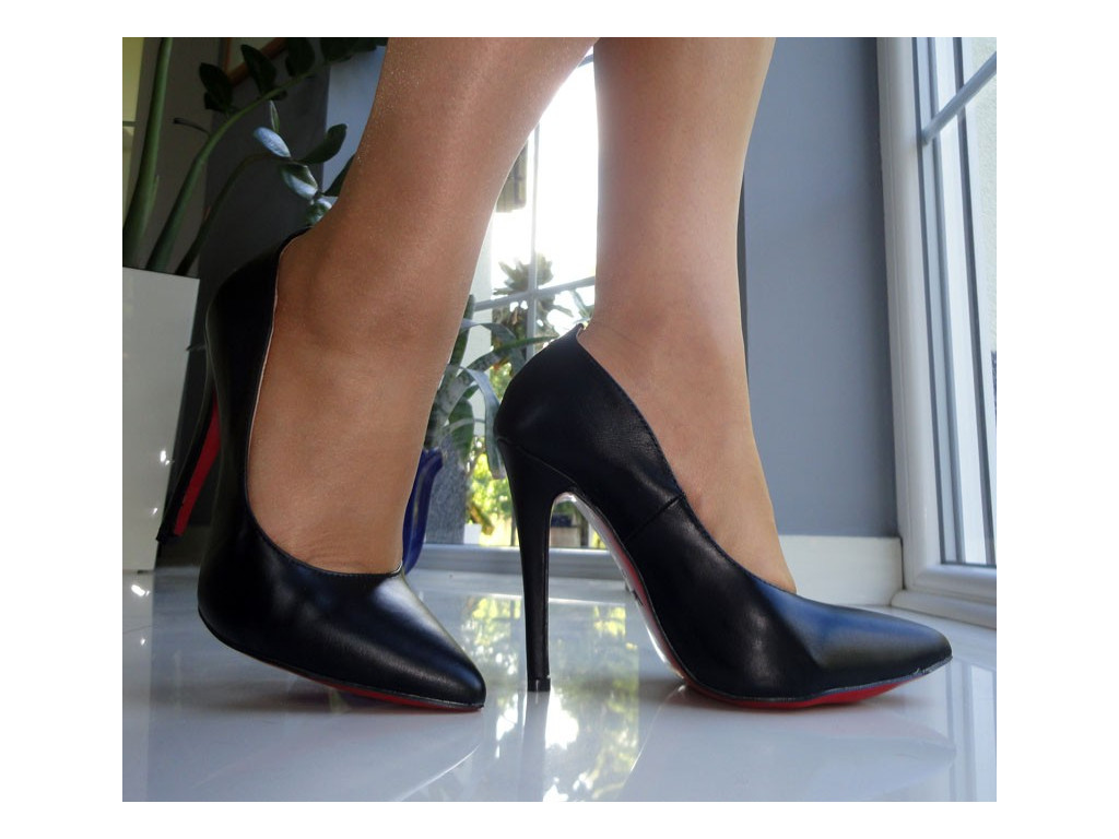 Pantofi cu toc înalt clasic negru mat - 1
