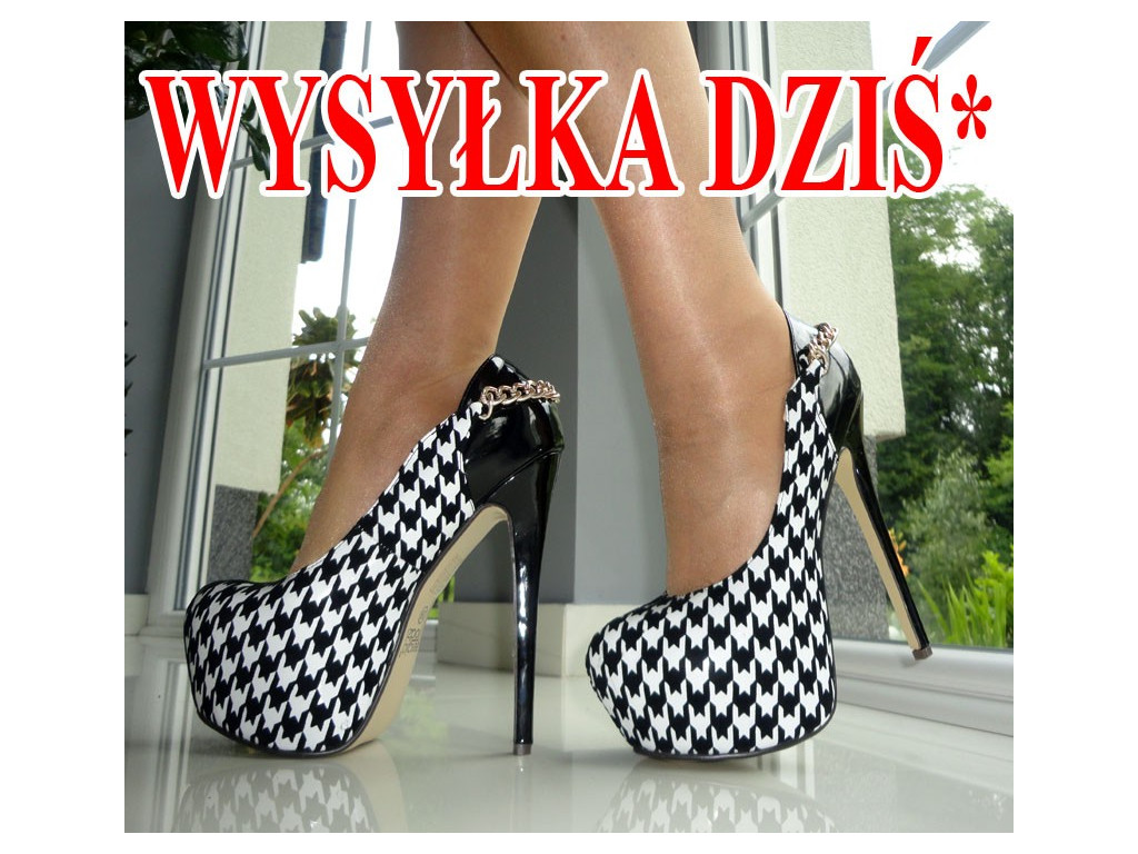 PEPITKA VYSOKÉ PODPĚTKY LAKUJE ŘETĚZ BÍLÝ