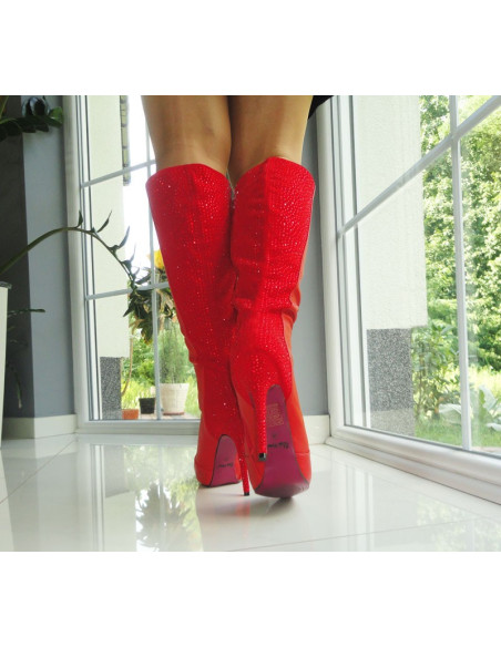 BOTTES HAUTES ROUGES EN CUIR ÉCOLOGIQUE - 6