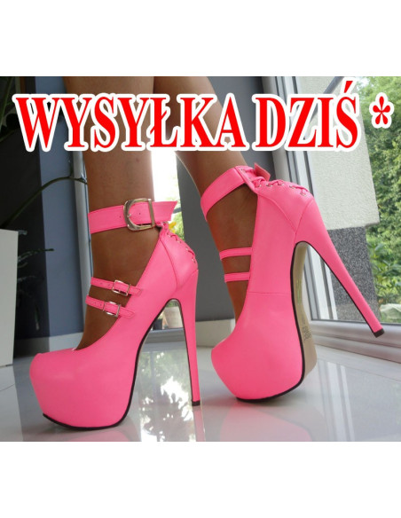 WYSOKIE SZPILKI NEONOWE RÓŻOWE DO ŁÓŻKA