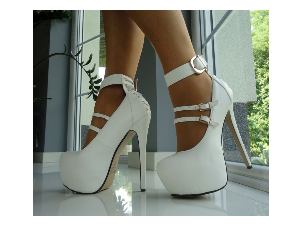 PLATFORMA WHITE HEELS FOR BED SVATEBNÍ STRIPY - 4