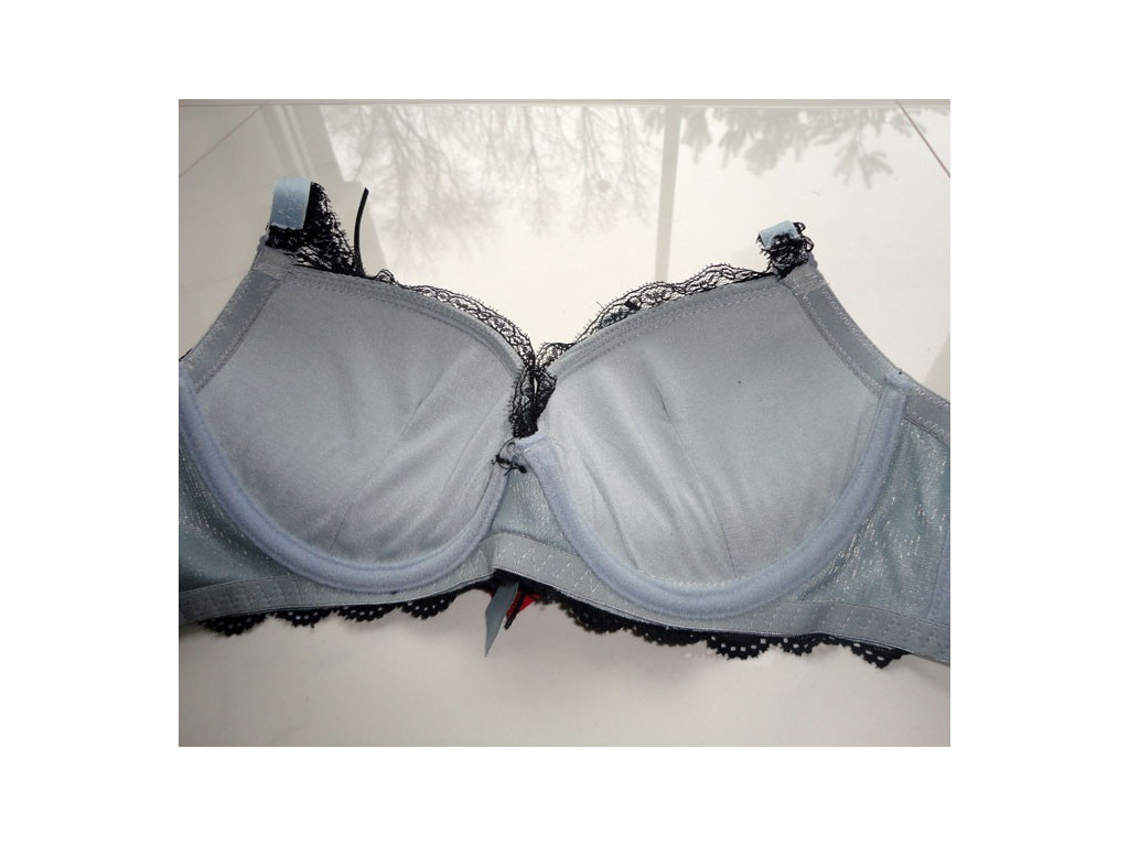 KOMPLET BIELIZNY GRAFITOWY SREBRNY STRINGI 