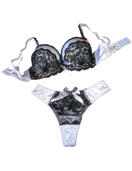 ENSEMBLE DE LINGERIE BLANC ET NOIR EN ZIRCONE - 1