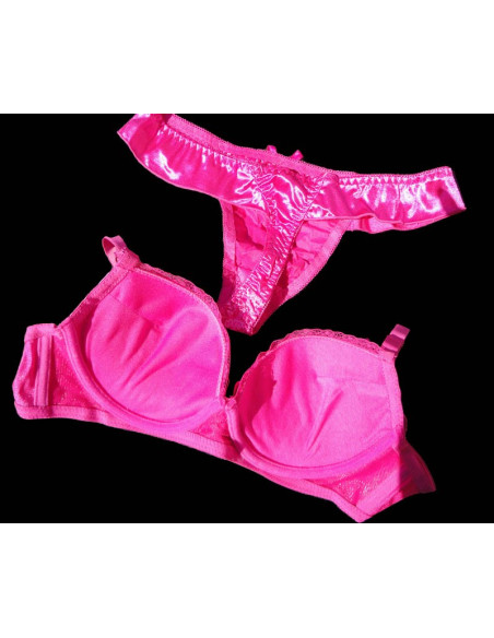 DESSOUS-SET MIT ROSA BLUMEN  - 3