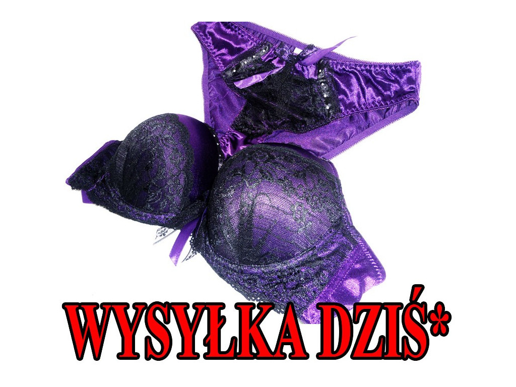 KOMPLET BIELIZNY FIOLETOWY CYRKONIE
