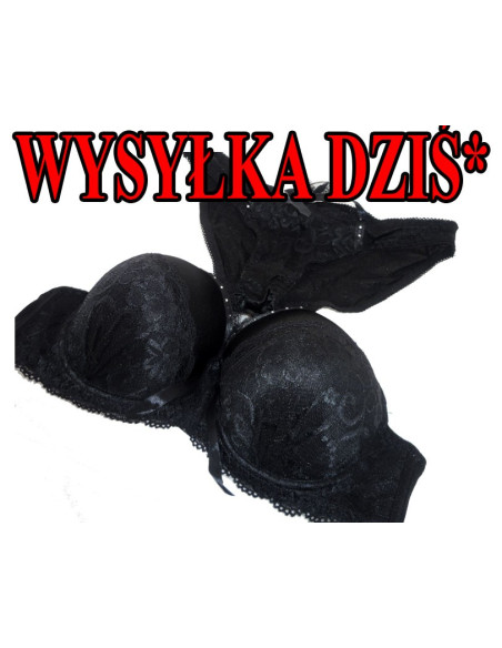 KOMPLET BIELIZNY CZARNY CYRKONIE FIGI