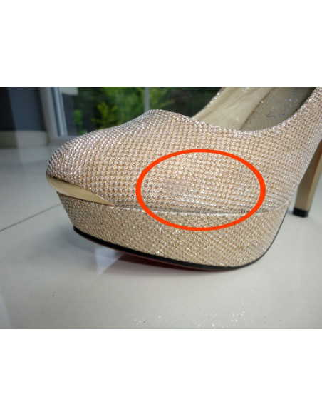 BROKATOWE ZŁOTE BUTY SZPILKI NISKIE