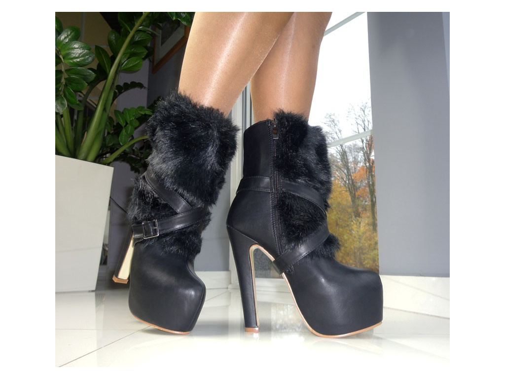 HAUTES BOTTES NOIRES EN FOURRURE DE POTEAU  - 3