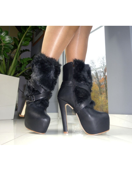 HAUTES BOTTES NOIRES EN FOURRURE DE POTEAU  - 3