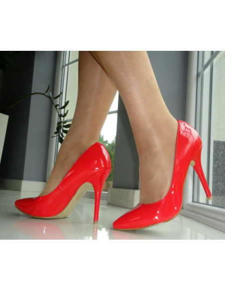 BUTY SZPILKI CZERWONE LAKIERKI MALINOWE