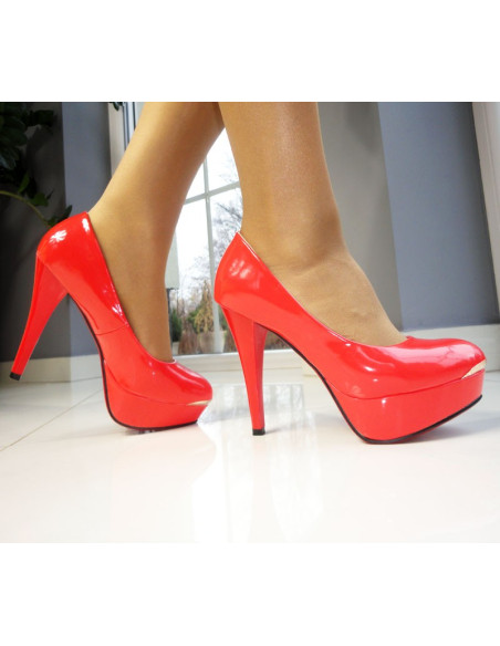 CZERWONE WYSOKIE BUTY SZPILKI KORALOWE