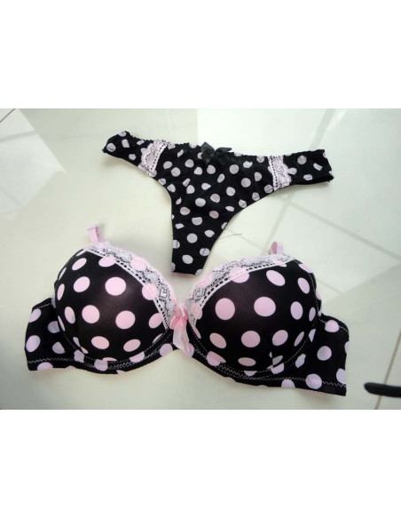 APAKŠVEĻAS KOMPLEKTS MELNS ROZĀ POLKA DOTS - 2