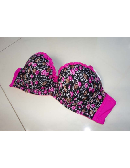 NEON FLOWER BLACK PINK BRA - 2
