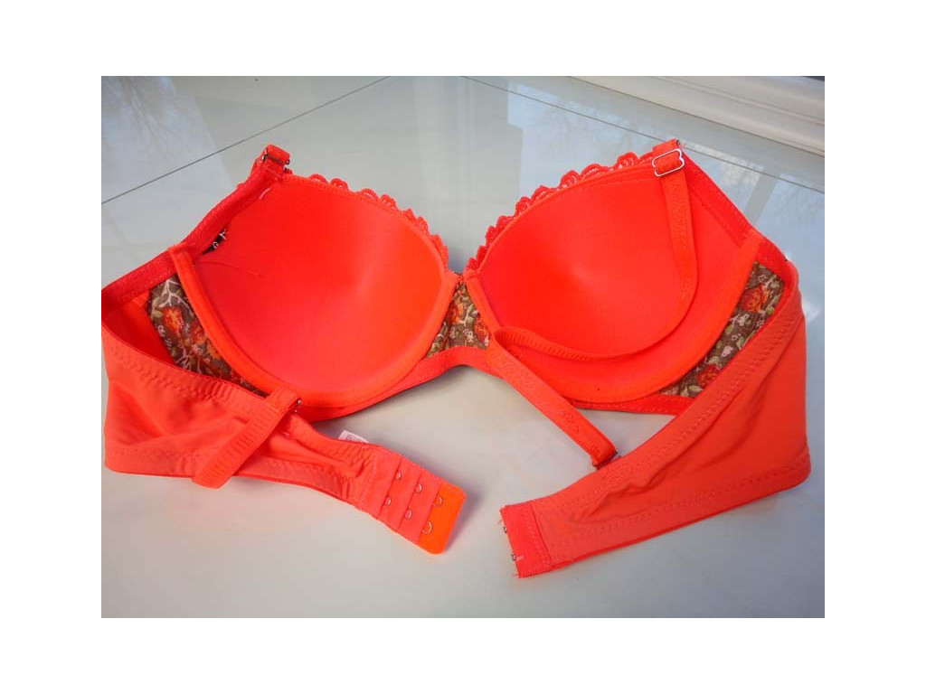 BIUSTONOSZ CZARNO POMARAŃCZOWY W KWIATKI - 3