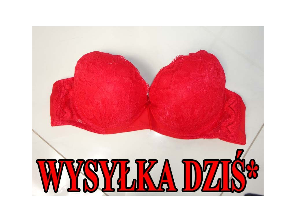 BIUSTONOSZ CZERWONY KORONKOWY