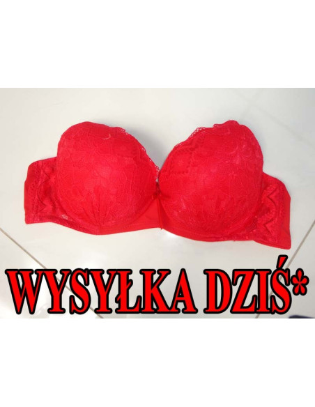 BIUSTONOSZ CZERWONY KORONKOWY