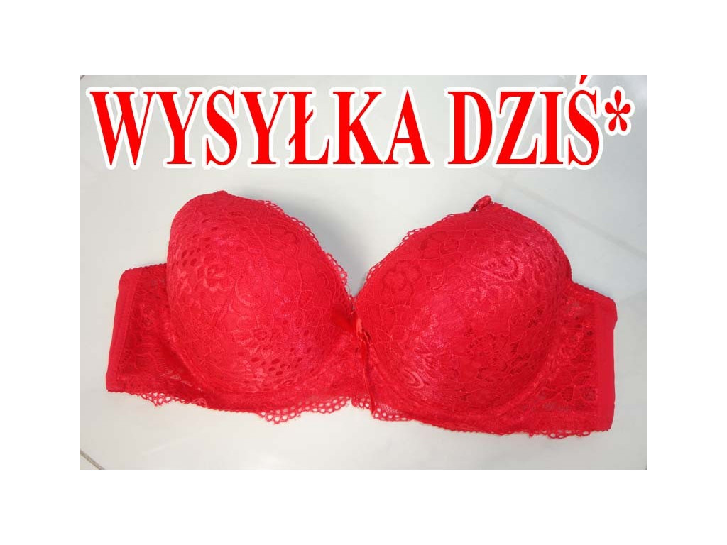 BIUSTONOSZ CZERWONY KORONKOWY