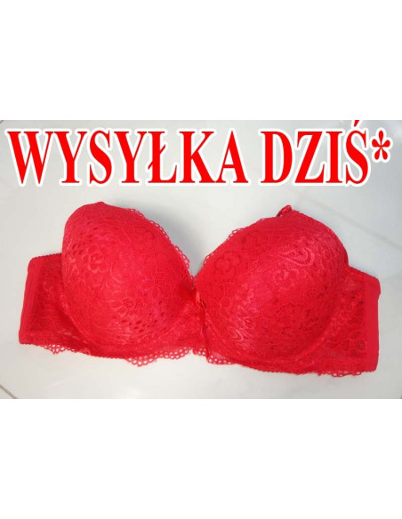 BIUSTONOSZ CZERWONY KORONKOWY