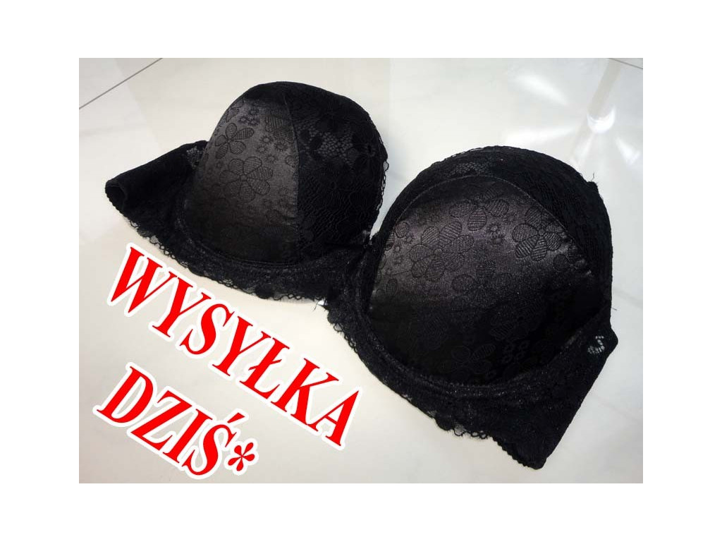 BIUSTONOSZ CZARNY GŁADKI Z KORONKĄ MODELUJĄCY