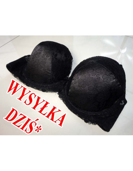 BIUSTONOSZ CZARNY GŁADKI Z KORONKĄ MODELUJĄCY