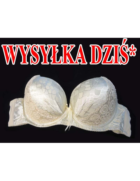GLOSSY LACE BEIGE BRA - 1