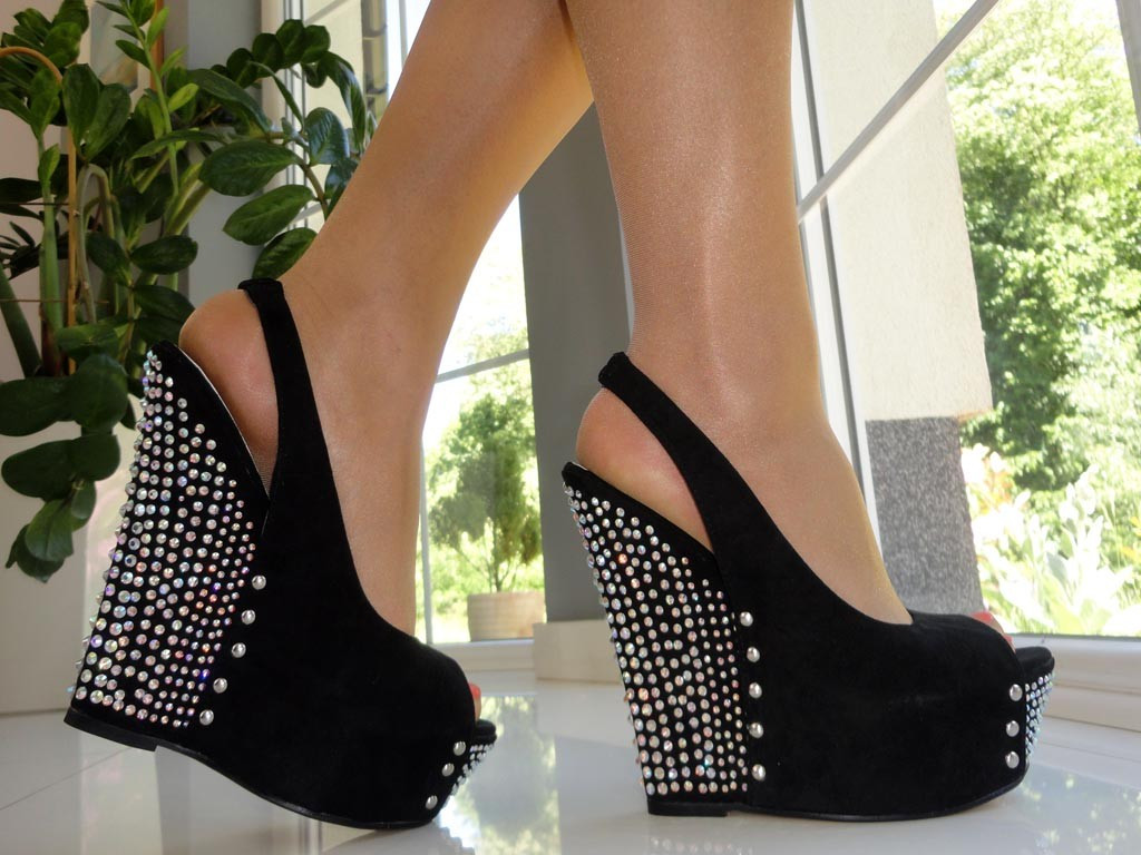 BLACK HIGH BUTY ANT PLATFORMŲ SU CIRKONAIS - 4