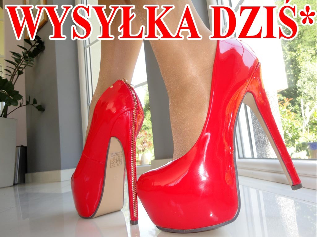 NEW SZPILKI CZERWONE RED LAKIEROWANE EKSPRES