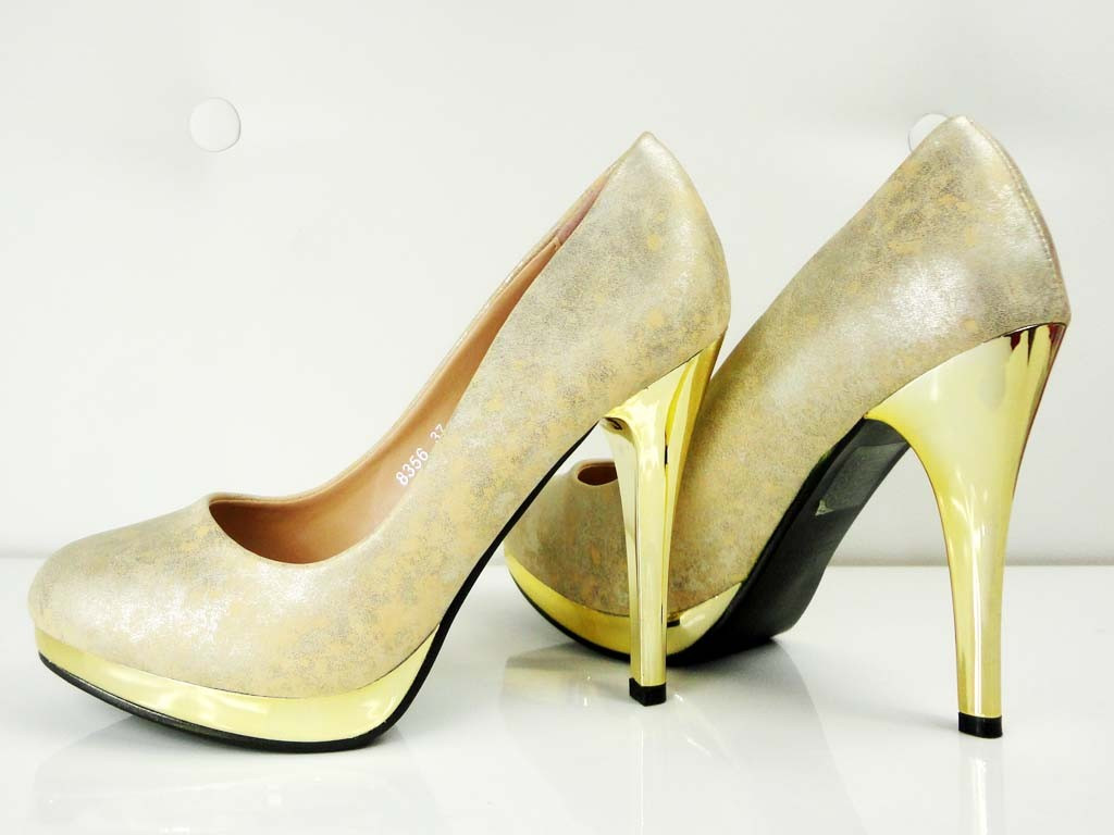 BROKATOWE CZARNE BUTY SZPILKI - 4