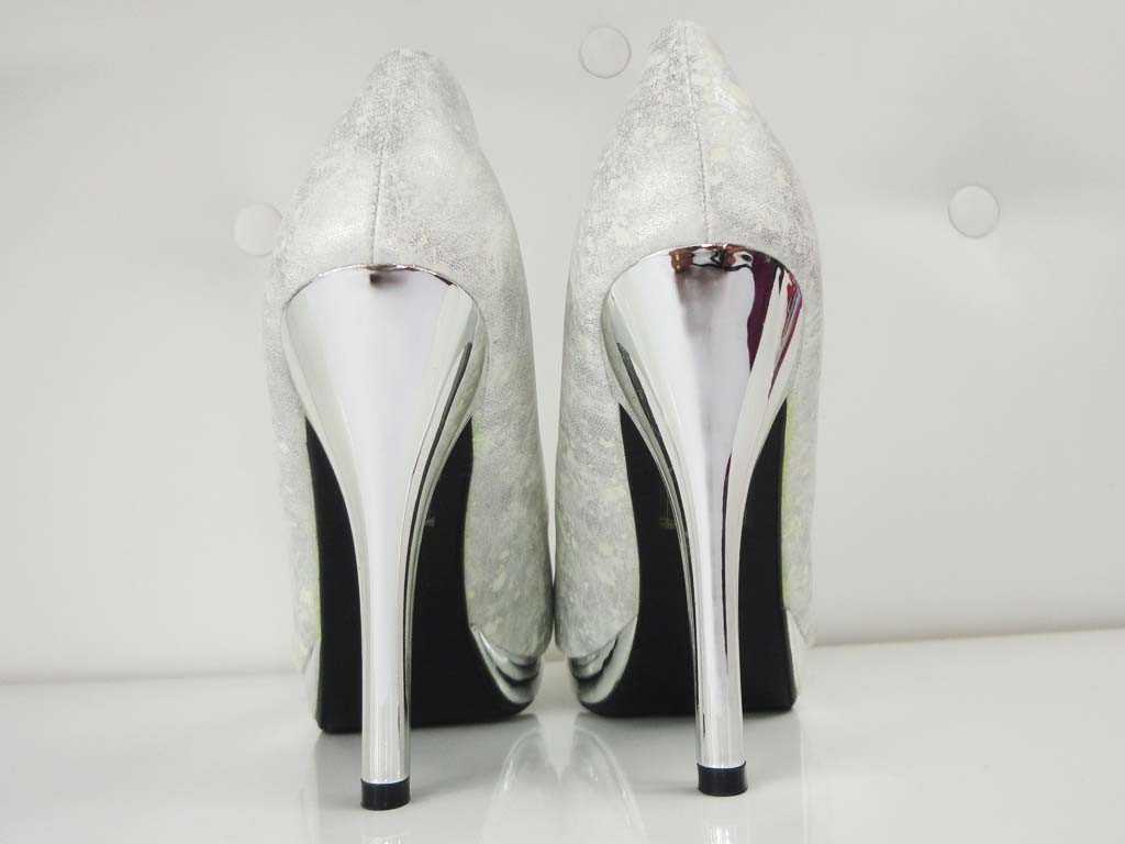 BROKATOWE CZARNE BUTY SZPILKI - 4