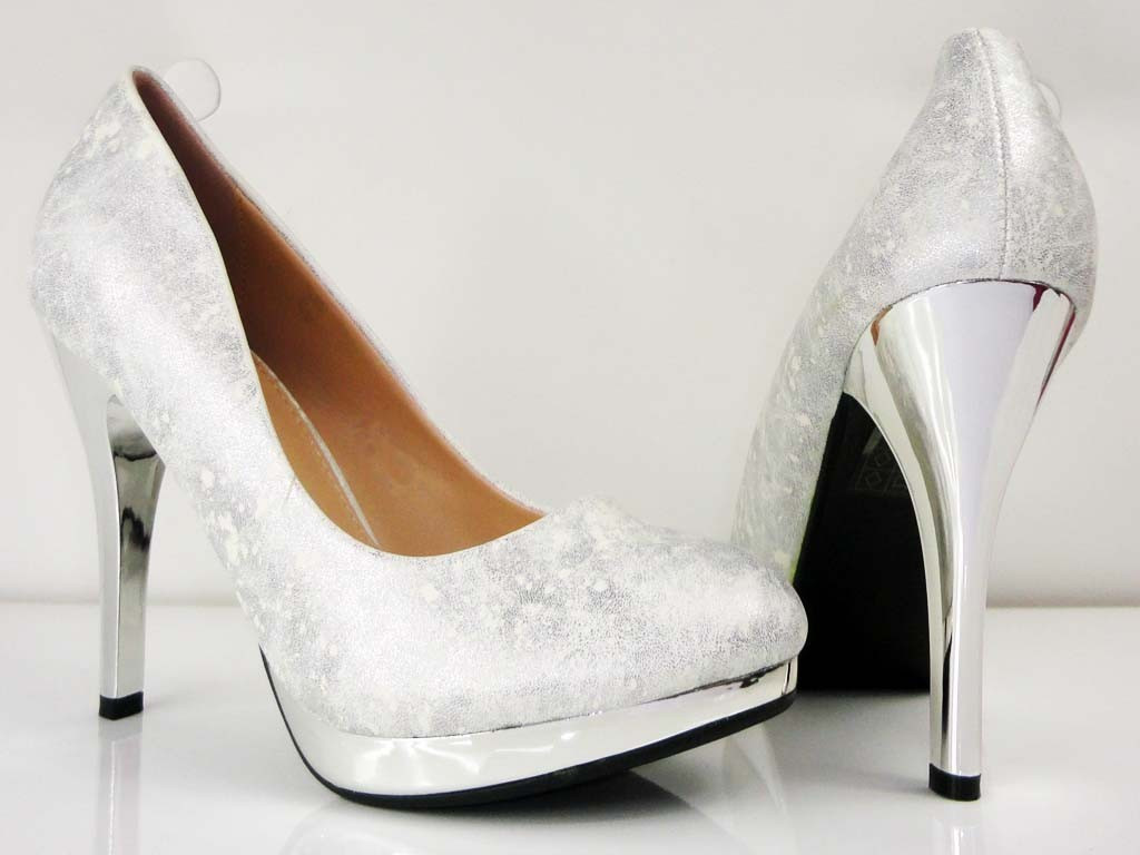 CZARNE BUTY SZPILKI BROKATOWE NISKIE - 2
