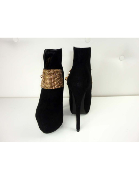 TOCURI ÎNALTE, BOTINE NEGRE CU ZIRCONIA - 5