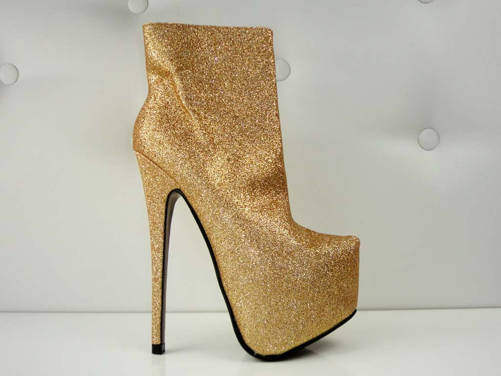 STILETTO AUGSTPAPĒŽU ZĀBAKI ZELTA KRĀSĀ MIRDZOŠI - 4