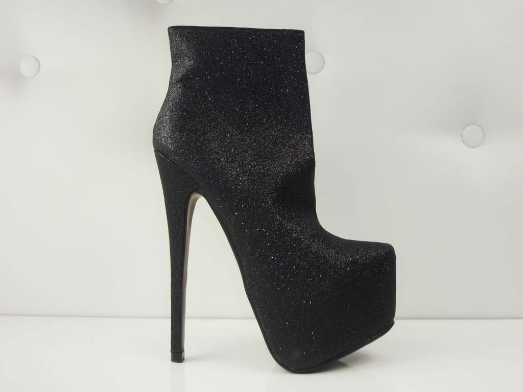 TOCURI ÎNALTE, CIZMETE BLACK GLITTER - 2