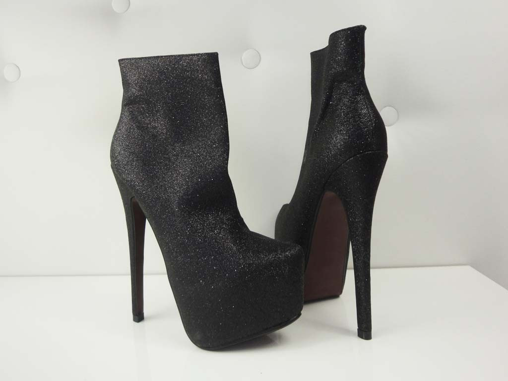 TOCURI ÎNALTE, CIZMETE BLACK GLITTER - 5