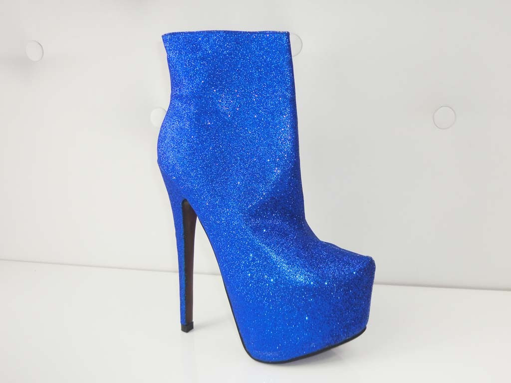 AUKŠTAKULNIAI BATAI MĖLYNAS BROKATAS - 3