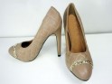 OUTLET STILETTOS BEIGE CLASSIC QUILTED CHAIN - 4