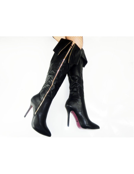 BLACK HIGH BOOTS PINS ECO LEATHER  - 1